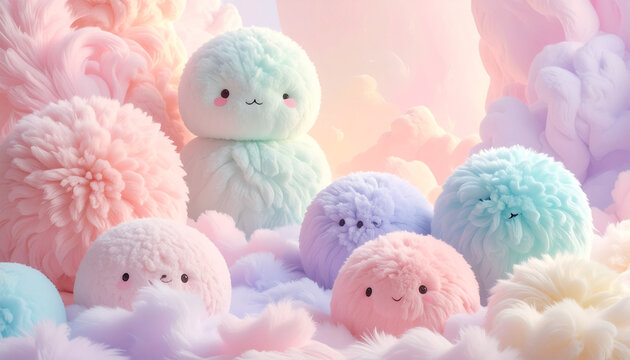 Cute Pastel Fluffy Characters