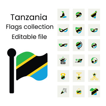 Tanzania flag icons in new design