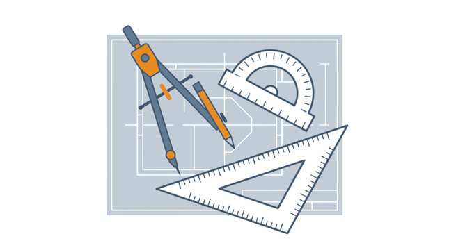 Architectural Drafting Tools Vector Illustration