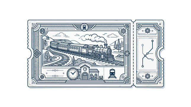 Vintage Steam Train Ticket Illustration