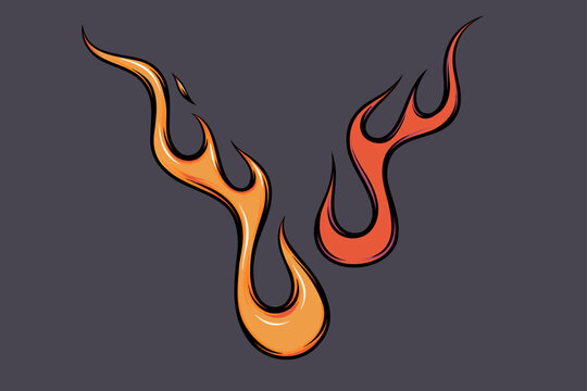 Outline Burning Flame Vector Illustration Fire Clipart