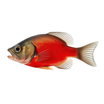 Vibrant red fish with detailed fins and striking coloration