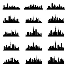 Fototapeta premium Multiple City Skyline Silhouette Variations