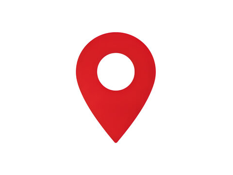 Red location marker pin icon symbol with white center dot isolated on transparent background
