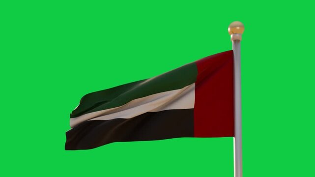 Flag rippling from steady gusting wind, fabric undulating and folding on transparent backdrop, 3D