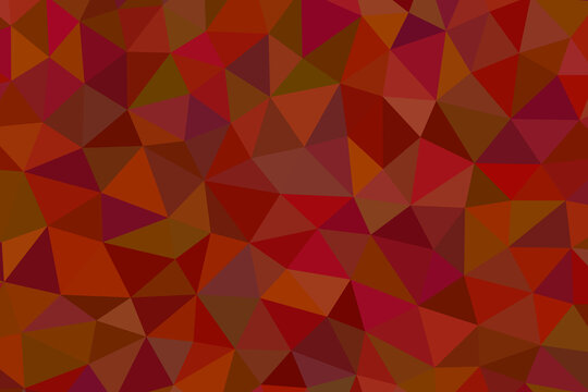 Low poly abstract background in warm autumn colors, geometric red and orange triangle pattern, crystalline mosaic texture for web design