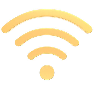 Gold 3D wifi symbol icon