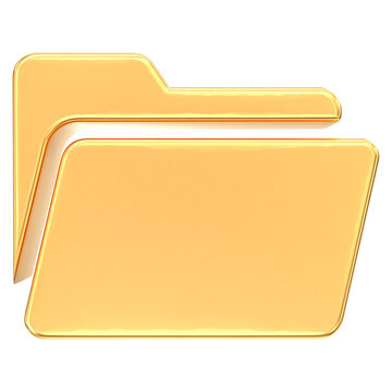 3D glossy gold file folder icon