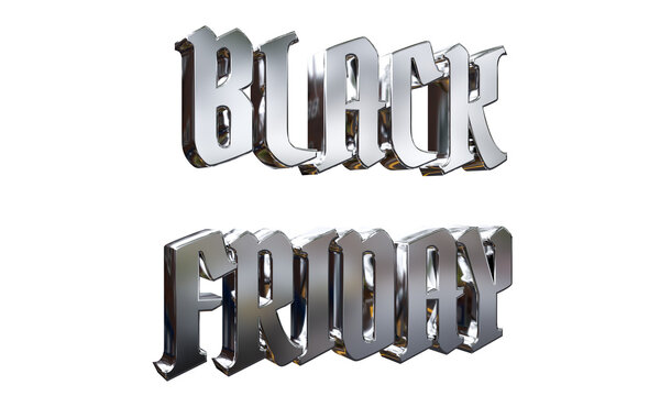 Black Friday 3D text title for seasonal sale promotion. Futuristic black liquid metal in Y2K aesthetic