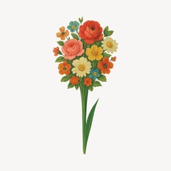 Fototapeta premium Vibrant floral bouquet illustration
