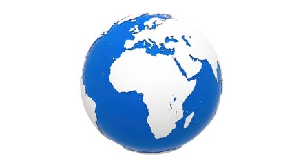 Fototapeta premium Blue and white globe with continents on white background