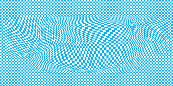 Distorted checkered pattern black and white background design - wavy effect illusion modern vector. red white checkered seamless background. Red white graphic resource checkered pattern.