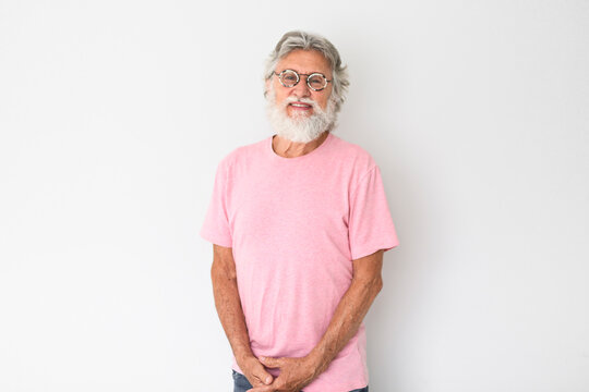 Senior men on studio white background with great beard