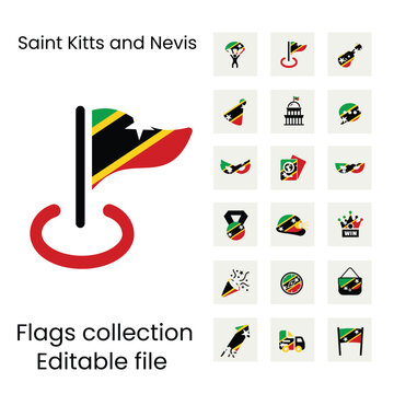 Saint Kitts and Nevis flag icons in different styles