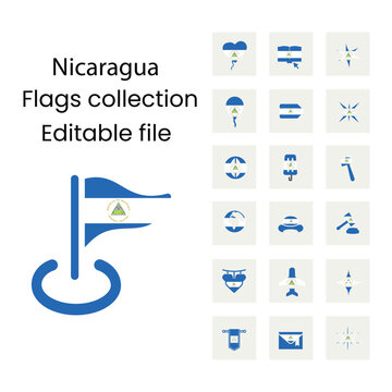 Nicaragua flag icons in new design