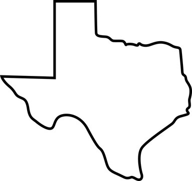 Black outline map of Texas state in USA