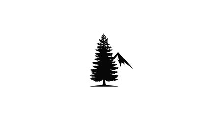 Obraz premium Pine Tree and Mountain Logo Element