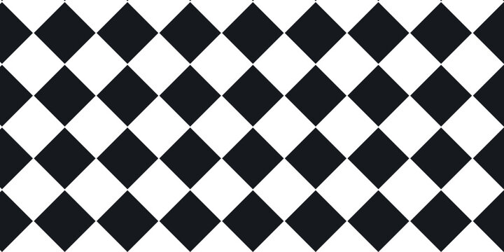 Black and White Harlequin Seamless Pattern - Monochrome Diamond Background