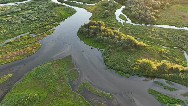 Natural river - aerial high view	