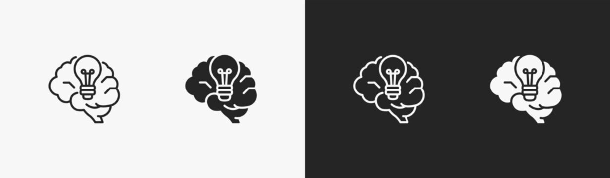 Set of ideate icon in black and white collection