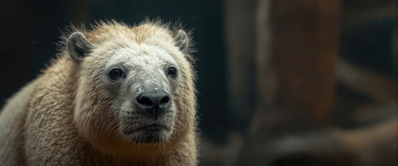 Ivory colored creature close up in zoo enclosure © The 2R Artificiality
