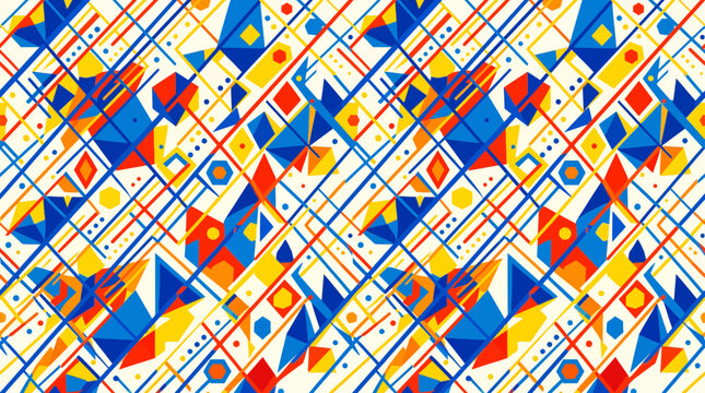 Abstract Seamless Geometric Circle Pattern Background with Retro Mosaic Shapes for Wallpaper Textile Fabric and Decorative Vector Design