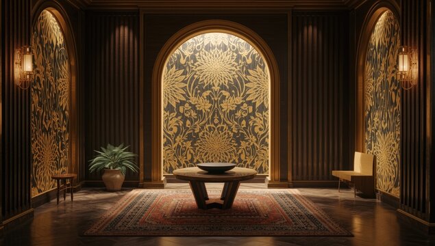 Luxurious botanical designs enriching the sacred prayer room