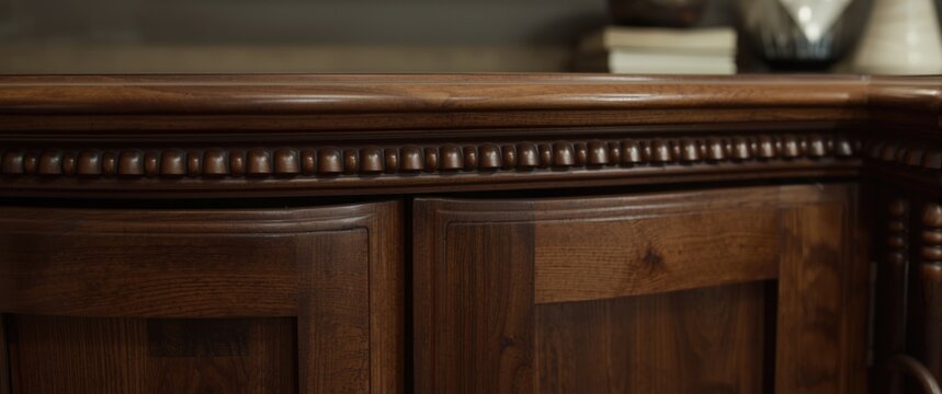 Wooden furniture with decorative detailing on the edge