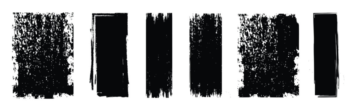 Ink roller textures set, grunge stamp texture, dust overlay dirty backgrounds effect with rough edges, letterpress grain texture design, shapes with a halftone dots screen print texture