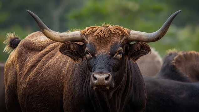 Wild bull depiction in confident posture
