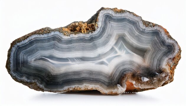 Clear Crystal Quartz Geode With Crystalline Druzy Center Isolated On White Background