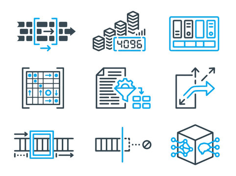 Algorithm and data structure icons representing sliding window, matrix, and programming concepts.