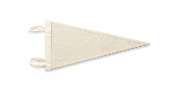 White fabric triangular flag with two loops