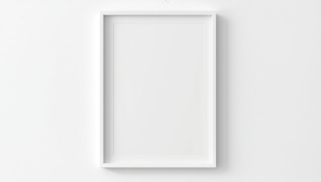 Modern minimalism featuring a white frame on an untextured white wall