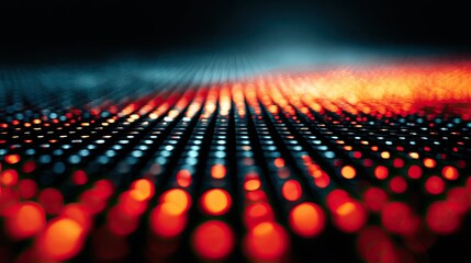 Fototapeta premium Abstract pattern of glowing red and blue lights receding into darkness