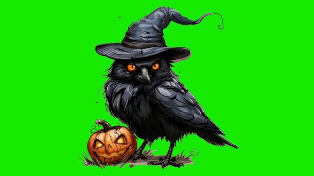 halloween witch with a broom animated 