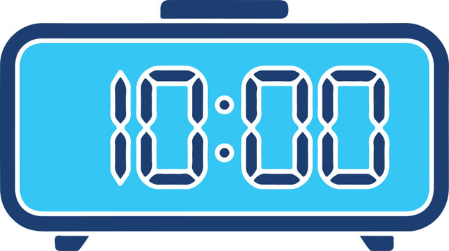 Digital alarm clock showing ten o clock