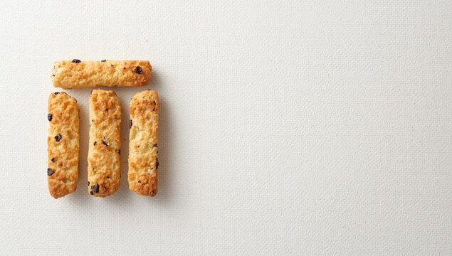 Isolated crunchy rusks displayed on a soft white grainy background
