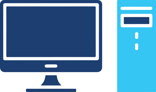 Minimalist Blue Desktop Computer System Icon Set