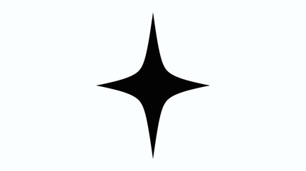 Fototapeta premium Simple Black Four-Pointed Star Icon Representing Sparkle or Shine on an Isolated White Background