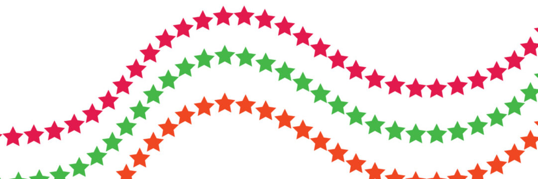 Abstract colorful waving star trails and decorative border lines set