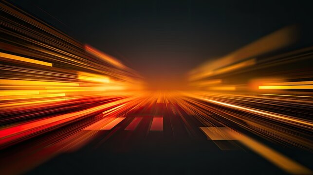Streaking abstract lights conveying rapid motion into a dark distance