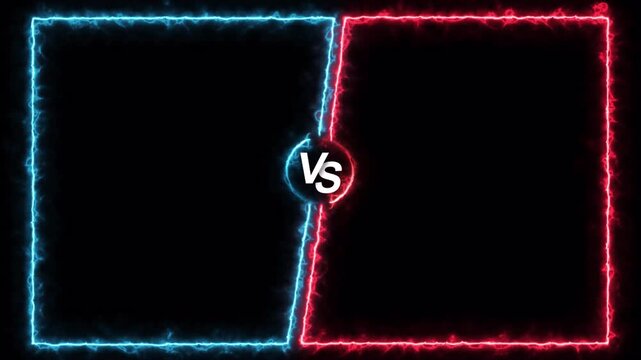 Neon Versus Screen Frame with Electric Blue and Red Border, Glowing VS Battle Screen Background with Neon Frame.