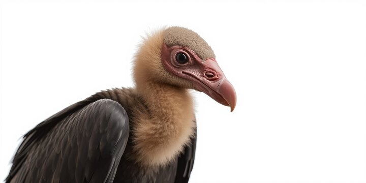 Vulture with distinctive features on a white background