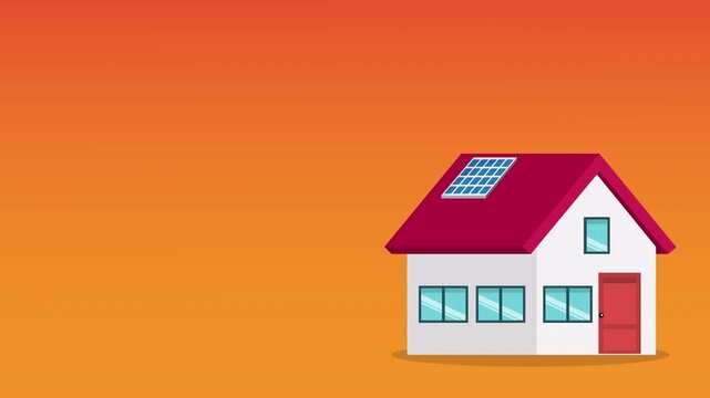 Residential Solar Panel Home Producing Clean Renewable Energy Animation