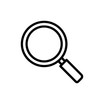 Magnifying glass outline icon isolated on white background, search and zoom symbol