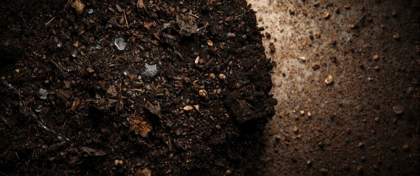Soil texture with dark compost and light sandy area