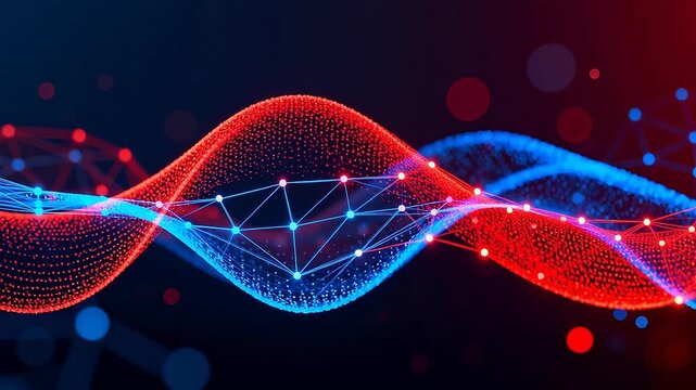 Abstract wave of connected dots