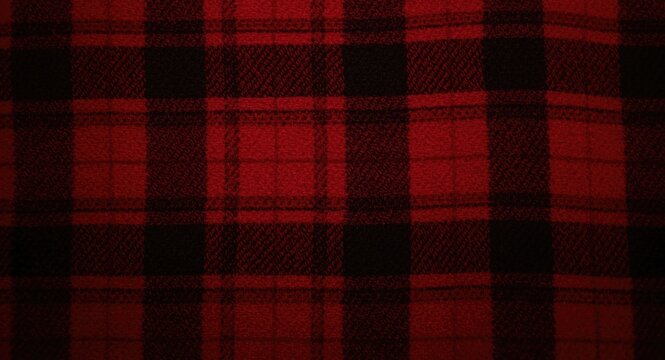 Red and black checkered flannel fabric texture with soft lighting