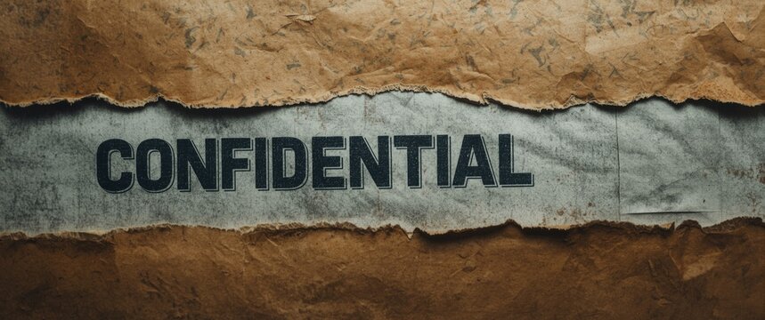 Confidential stamped on torn paper background
